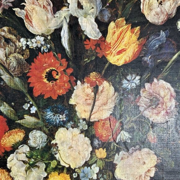 70s Vintage Italian Ornate Still Life Floral Gold Gilt Hard Plastic Serving Tray - Picture 9 of 10